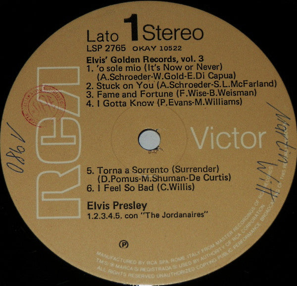 Elvis Presley : Elvis' Golden Records, Vol. 3 (LP, Comp, RE)