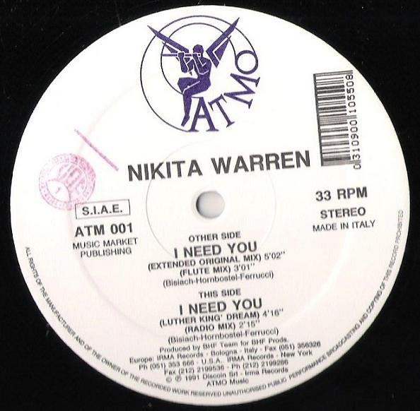 Nikita Warren : I Need You (12")