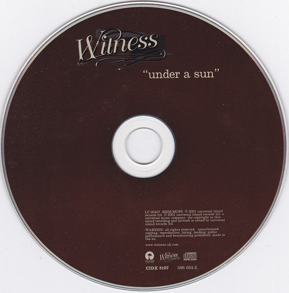 Witness : Under A Sun (CD, Album)