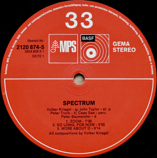 Volker Kriegel : Spectrum (LP, Album, RP)