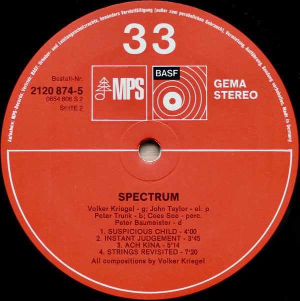 Volker Kriegel : Spectrum (LP, Album, RP)
