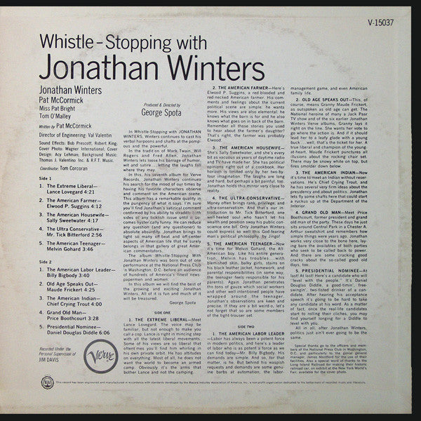 Jonathan Winters : Whistle Stopping With Jonathan Winters (LP, Album, Mono)