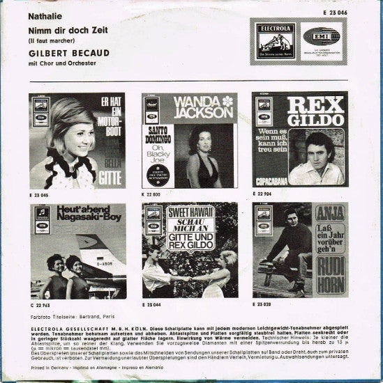Gilbert Bécaud : Nathalie / Nimm Dir Doch Zeit (7", Single)