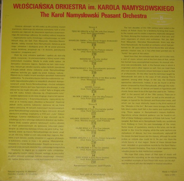 Włościańska Orkiestra Im. Karola Namysłowskiego : Tęgo Mi Grajcie (LP, Album)