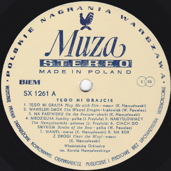 Włościańska Orkiestra Im. Karola Namysłowskiego : Tęgo Mi Grajcie (LP, Album)