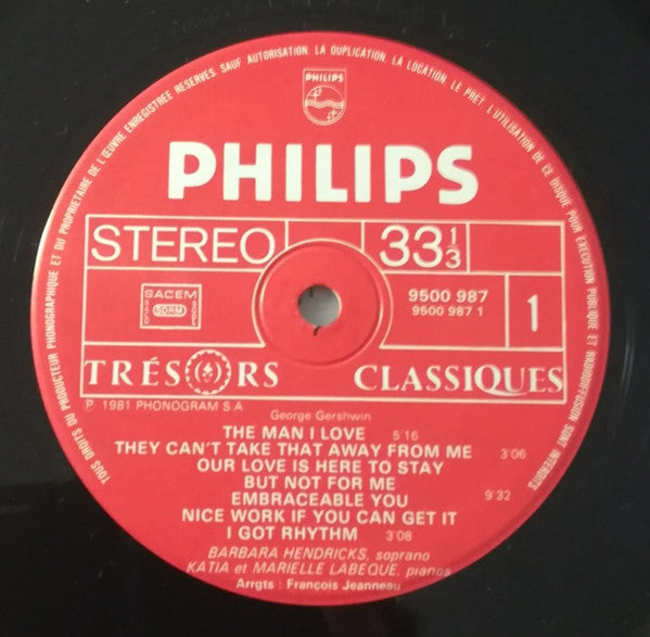 George Gershwin, Barbara Hendricks, Katia Et Marielle Labèque : Barbara Hendricks Chante Gershwin (LP, Album, Gat)