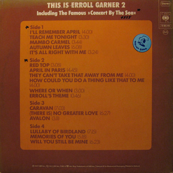Erroll Garner : This Is Erroll Garner 2, Including The Famous "Concert By The Sea" (2xLP, Comp, Gat)