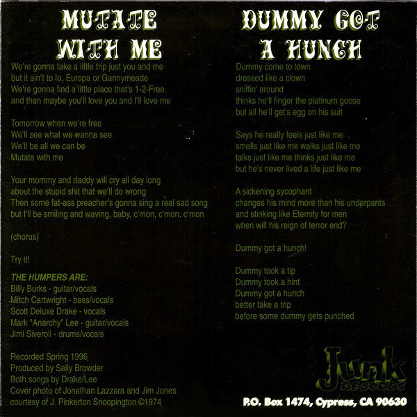 The Humpers : Mutate With Me (7", Single, Gre)