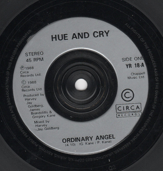 Hue And Cry* : Ordinary Angel (7", Single, Gat)