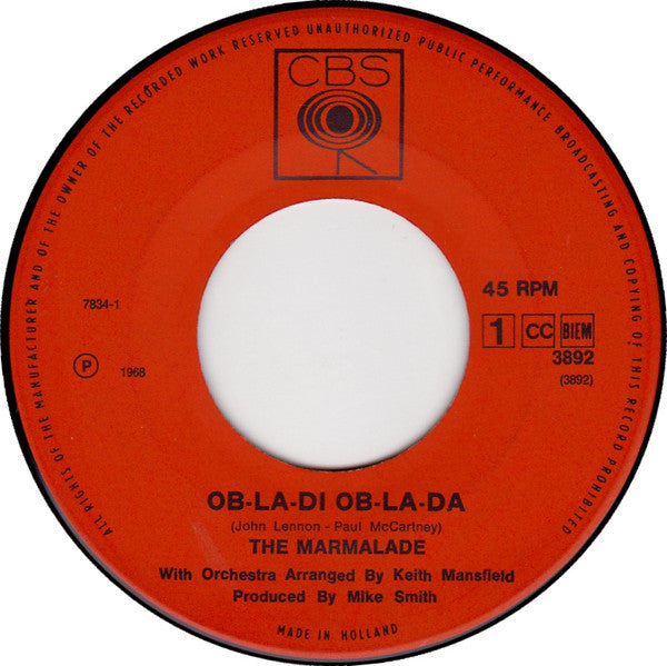The Marmalade : Ob-La-Di Ob-La-Da (7", Single)