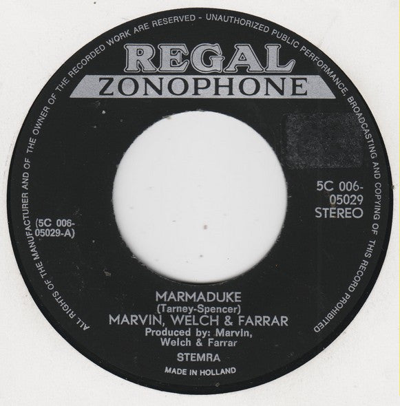 Marvin, Welch & Farrar : Marmaduke (7", Single, Pin)