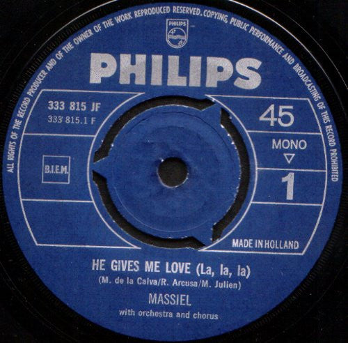 Massiel : He Gives Me Love (La, La, La) (7", Single, Mono)