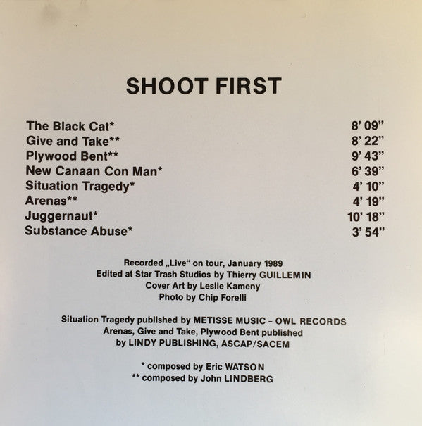 John Lindberg / Eric Watson : Shoot First (CD, Album)