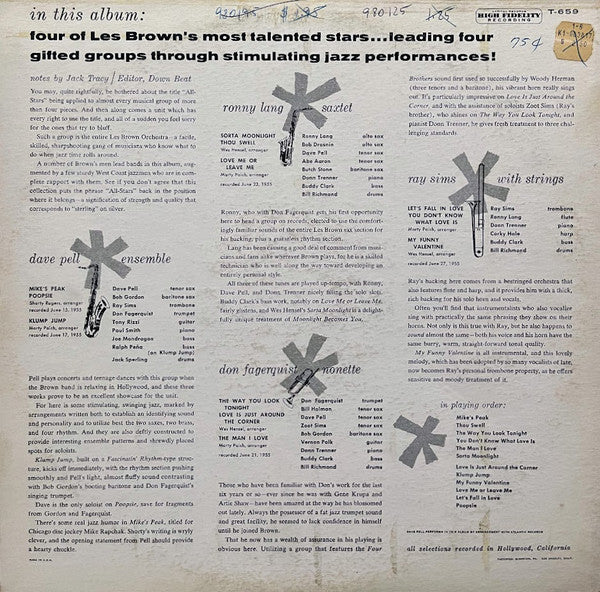 Ronny Lang Saxtet / Ray Sims With Strings / Dave Pell Ensemble / Don Fagerquist Nonette : The Les Brown All Stars (LP, Album)