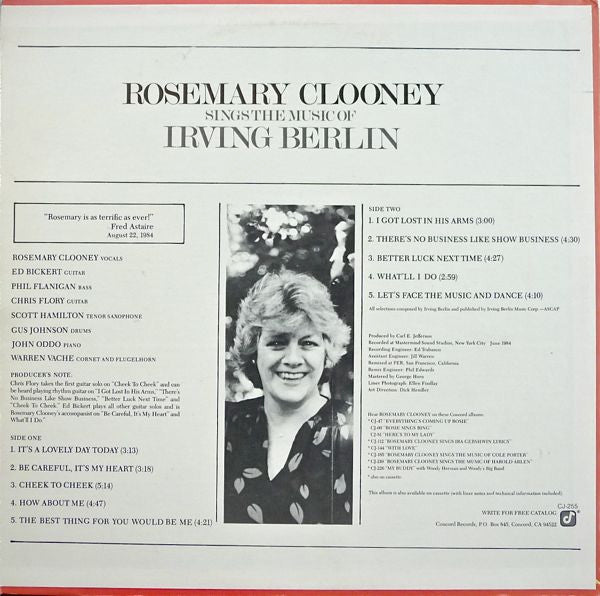 Rosemary Clooney : Sings The Music Of Irving Berlin (LP, Album)