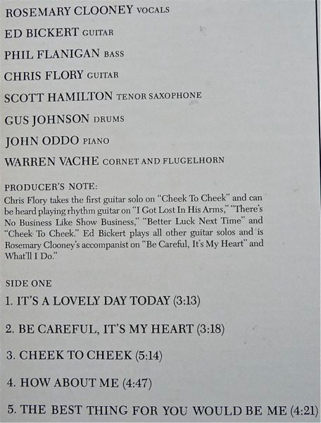 Rosemary Clooney : Sings The Music Of Irving Berlin (LP, Album)