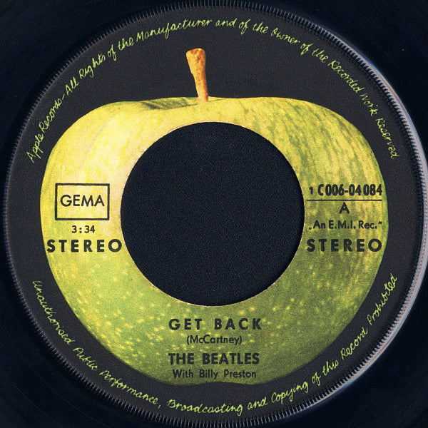 The Beatles With Billy Preston : Get Back (7", Single)