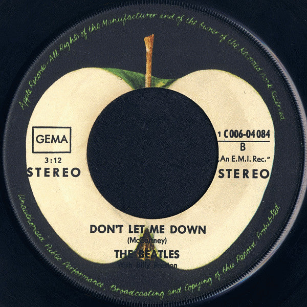 The Beatles With Billy Preston : Get Back (7", Single)