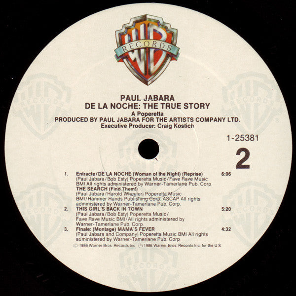 Paul Jabara : De La Noche: The True Story (A Poperetta) (LP, Album)