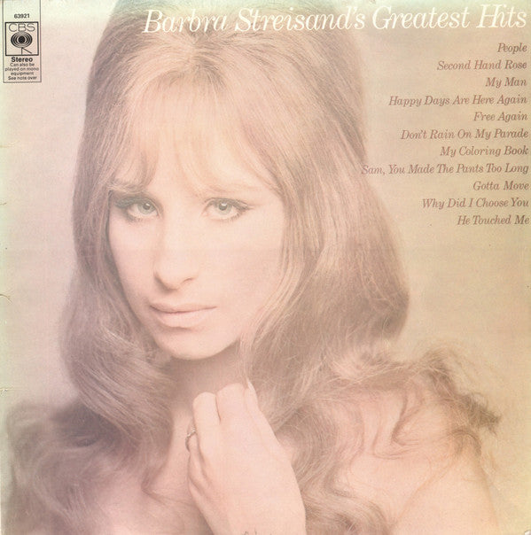 Barbra Streisand : Barbra Streisand's Greatest Hits (LP, Comp, Ora)