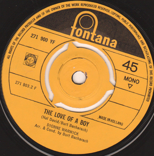 Dionne Warwick : Anyone Who Had A Heart / The Love Of A Boy (7", Single, Mono, Pus)