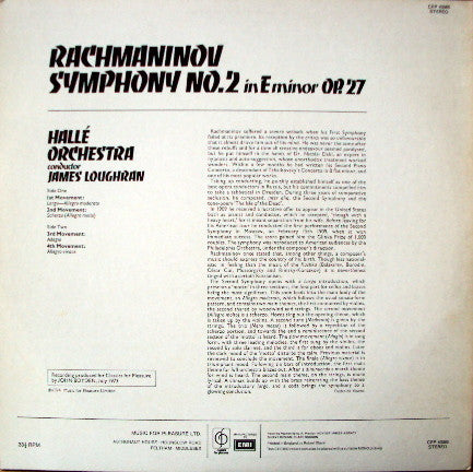 Sergei Vasilyevich Rachmaninoff - Hallé Orchestra Conductor James Loughran : Symphony No. 2 In E Minor Op. 27 (LP, Album)