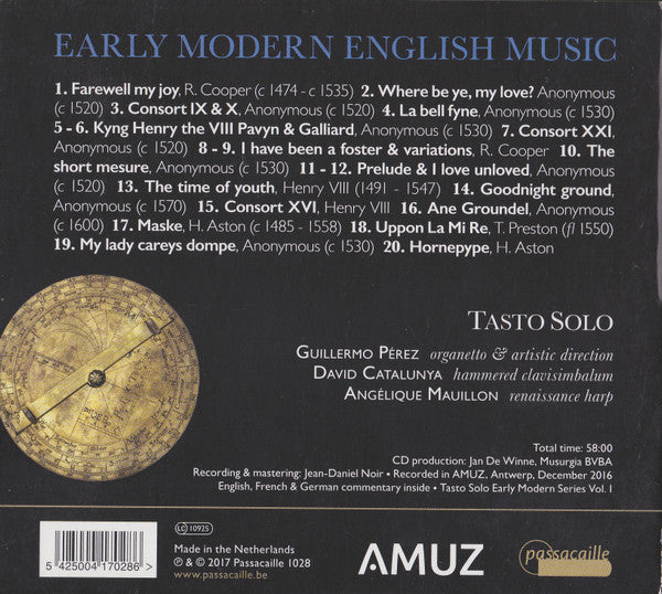 Tasto Solo : Early Modern English Music 1500-1550 (CD, Album)