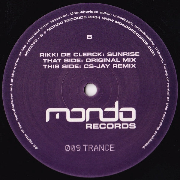Rikki de Clerck : Sunrise (12")