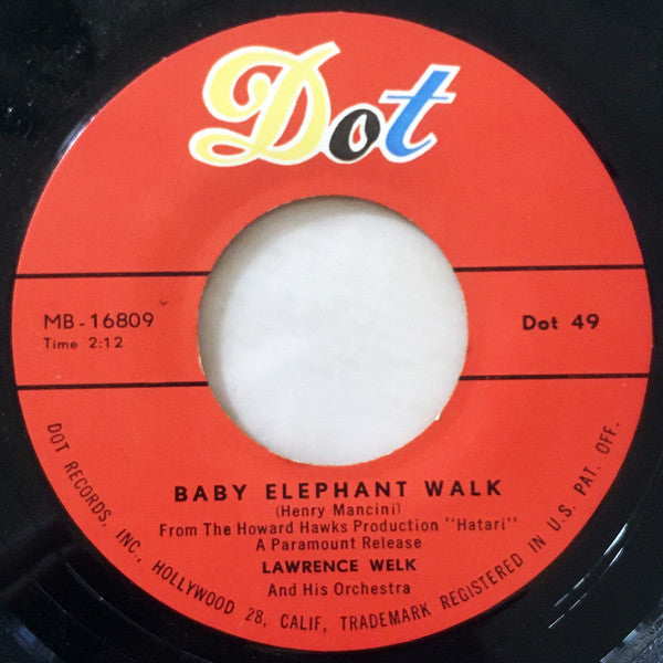 Lawrence Welk And His Orchestra : Baby Elephant Walk / Theme From The Brothers Grimm (7", Single, Lar)