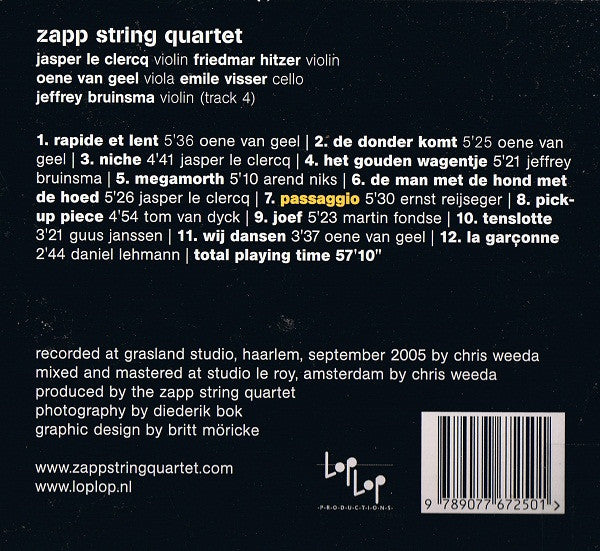 Zapp String Quartet : Passaggio (CD, Album)