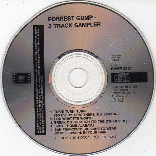 Various : 5 Track Sampler Taken From Forrest Gump The Soundtrack (CD, Promo, Smplr, Dig)