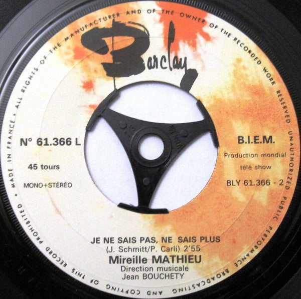 Mireille Mathieu : Donne Ton Cœur, Donne Ta Vie / Je Ne Sais Pas, Ne Sais Plus (7", Single)