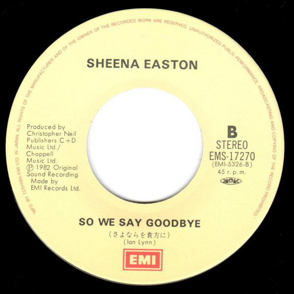 Sheena Easton : Machinery (7", Single)