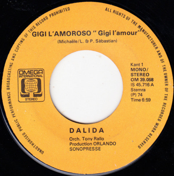 Dalida : Gigi L'Amoroso (Gigi L'Amour) (7", Single)