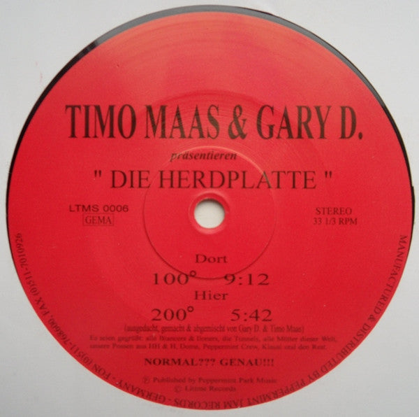 Timo Maas & Gary D. : Die Herdplatte (10", Promo)