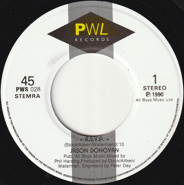 Jason Donovan : R S V P (7", Single)