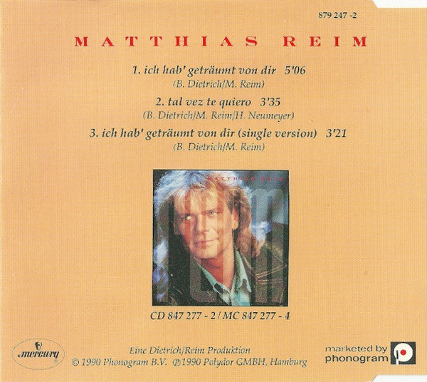 Matthias Reim : Ich Hab' Geträumt Von Dir (CD, Maxi)