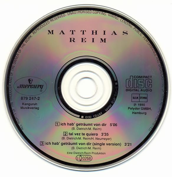 Matthias Reim : Ich Hab' Geträumt Von Dir (CD, Maxi)