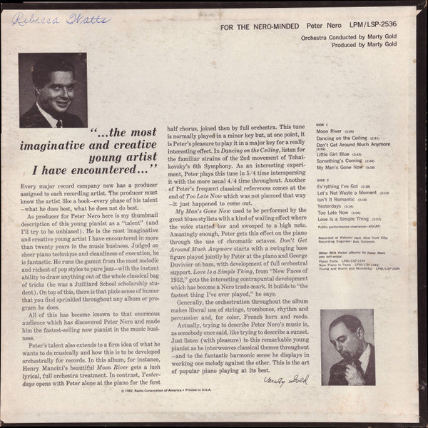 Peter Nero : For The Nero-Minded (LP, Album, Ind)