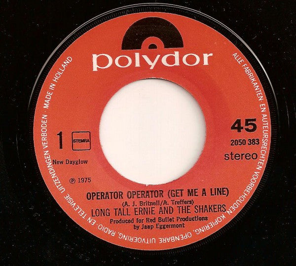 Long Tall Ernie And The Shakers : Operator, Operator (Get Me A Line) (7", Single)