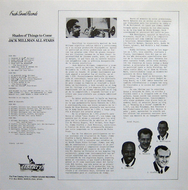 The Jack Millman Sextet : Shades Of Things To Come (LP, Album, RE)