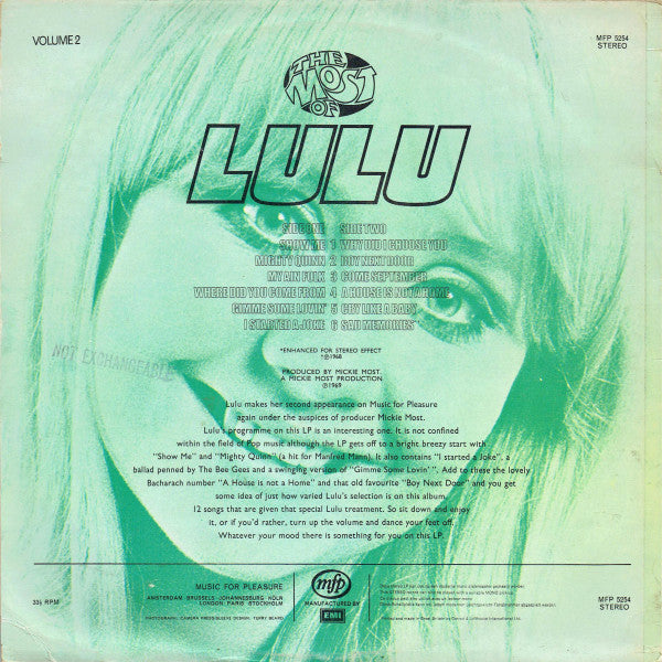 Lulu : The Most Of Lulu (Volume 2) (LP, Album, RE)