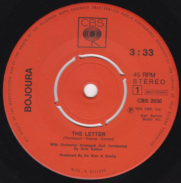 Bojoura : The Letter (7", Single)