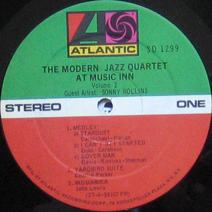 The Modern Jazz Quartet Guest Artist: Sonny Rollins : The Modern Jazz Quartet At Music Inn — Volume 2 (LP, Album, RE, Pre)