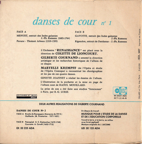 Various : Danses De Cour N°1 (7")