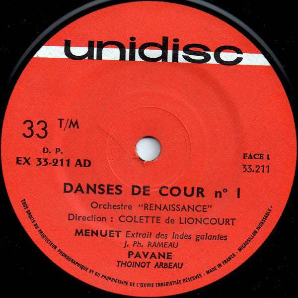 Various : Danses De Cour N°1 (7")