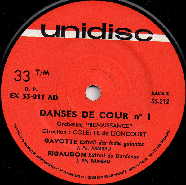 Various : Danses De Cour N°1 (7")