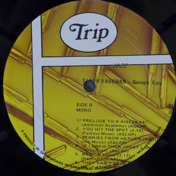 Sarah Vaughan : Swingin' Easy (LP, Album, RE)