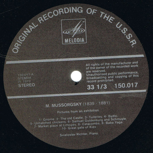 Modest Mussorgsky – Sviatoslav Richter / Emil Gilels – Domenico Scarlatti : Pictures From An Exhibition / 5 Sonates (LP, Comp)