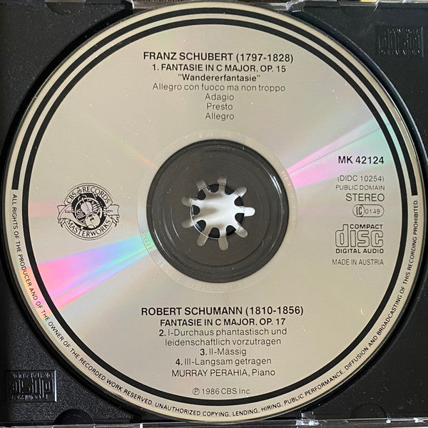 Murray Perahia, Robert Schumann / Franz Schubert : Fantasie, Op.17 / "Wanderer" Fantasie (CD, RP)